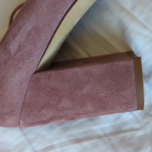 Kate Spade New York Gena Suede Block Heel Pumps with Pearl Detail In Blush Pink - Picture 9 of 11